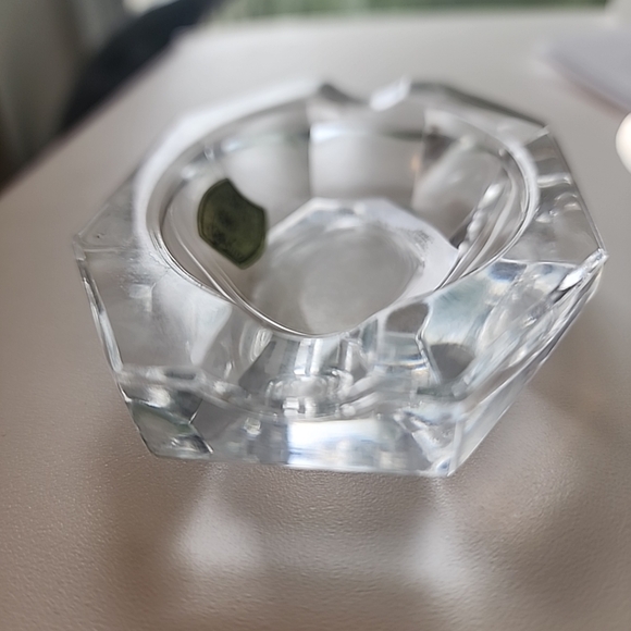 Vintage Val St. Lambert Clear Cut Crystal Ashtray with Original Label. Belgium. - Picture 1 of 9
